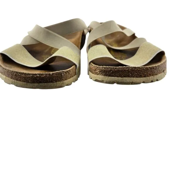 Birkenstock Papillio Cosma Sandals Womens 11 Narrow Stretch Slip On Beige Gold