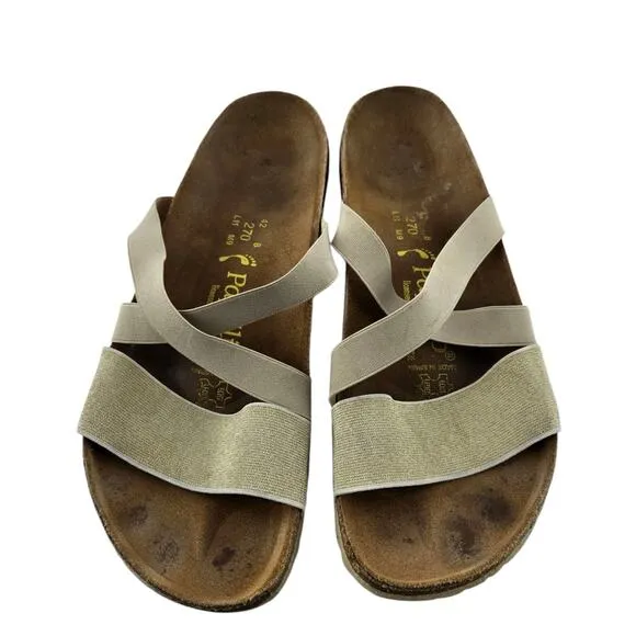 Birkenstock Papillio Cosma Sandals Womens 11 Narrow Stretch Slip On Beige Gold
