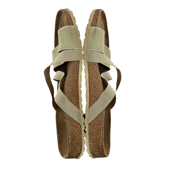 Birkenstock Papillio Cosma Sandals Womens 11 Narrow Stretch Slip On Beige Gold