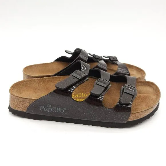 Birkenstock Papillio (Womens US 6) Florida Slide Sandals Metallic Purple 3 Strap