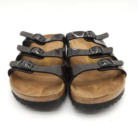 Birkenstock Papillio (Womens US 6) Florida Slide Sandals Metallic Purple 3 Strap