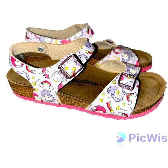 Birkenstock Pink Unicorn Rio Sandals Girls 34/3-3.5