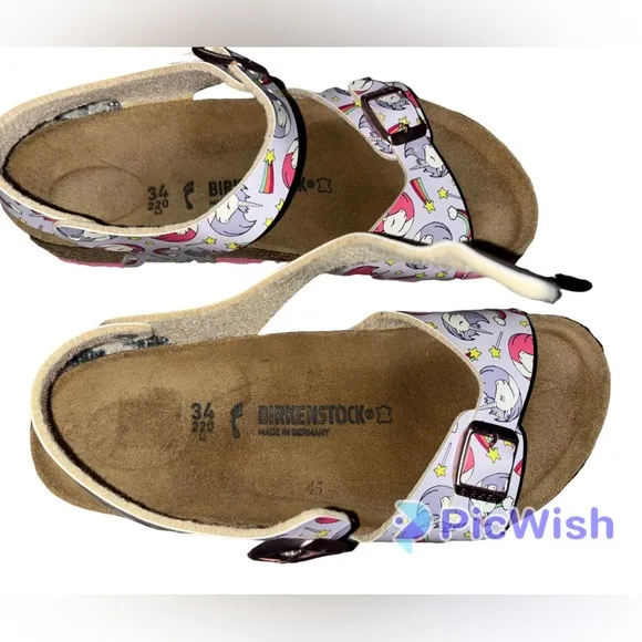 Birkenstock Pink Unicorn Rio Sandals Girls 34/3-3.5