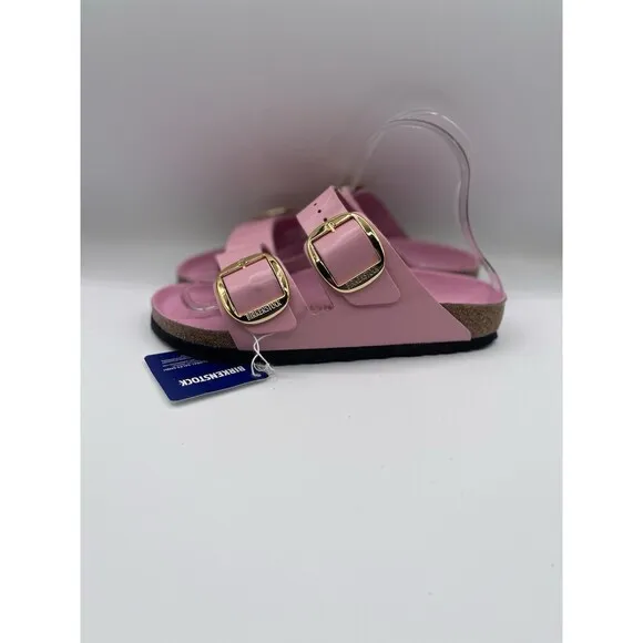Birkenstock Sandals Arizona Big Buckle Pink Patent Leather Size EU 37 US 6 New