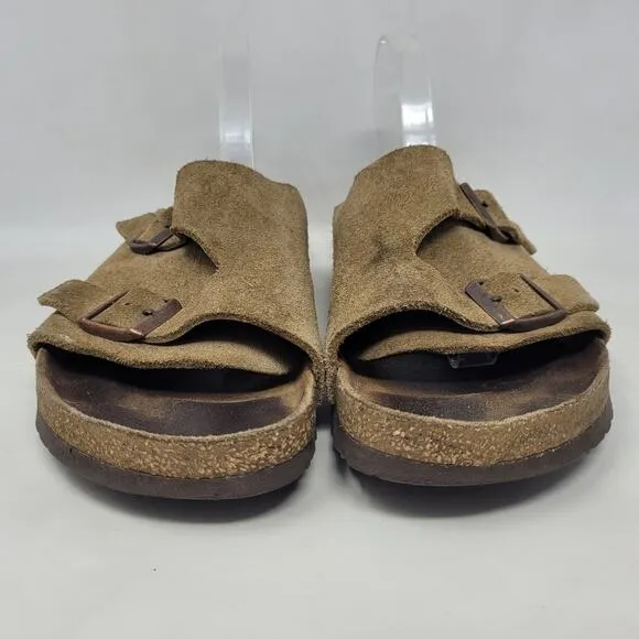Birkenstock Sandals Mens EU45 US12 Zurich Brown Suede Slides Comfort Slip On