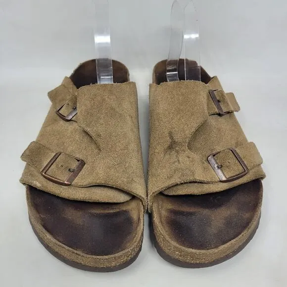 Birkenstock Sandals Mens EU45 US12 Zurich Brown Suede Slides Comfort Slip On