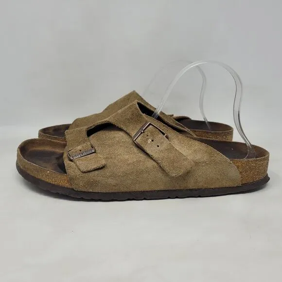 Birkenstock Sandals Mens EU45 US12 Zurich Brown Suede Slides Comfort Slip On