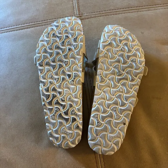 Birkenstock Sandals Womens EU 38 US 7 - 8 Slides Slip On Narrow Beige Summer