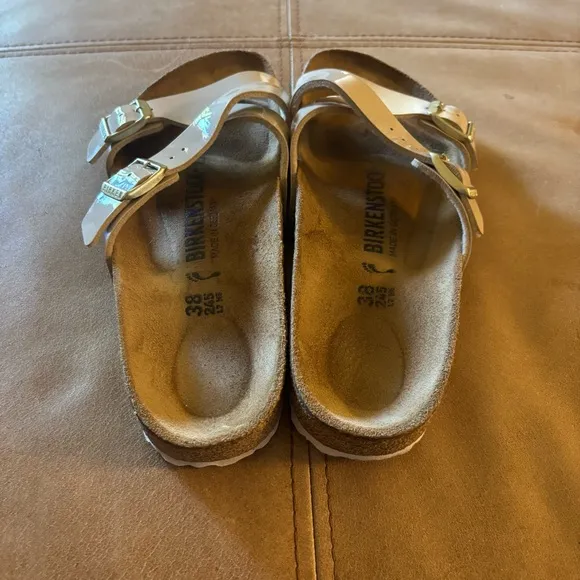 Birkenstock Sandals Womens EU 38 US 7 - 8 Slides Slip On Narrow Beige Summer