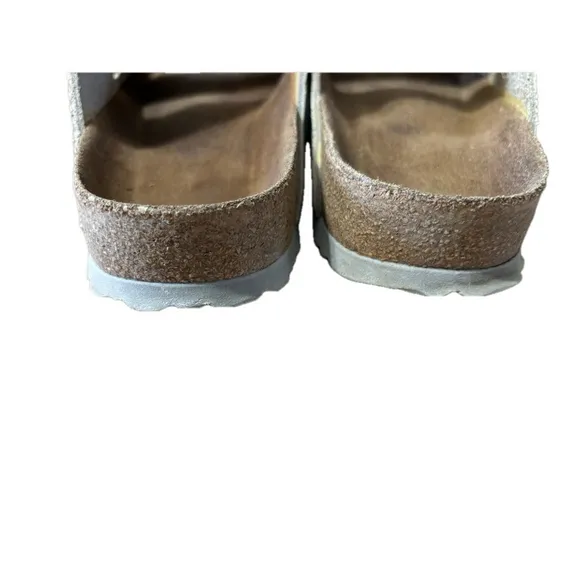 Birkenstock Silver Double Strap Leather SandalsSize 9.5 or 10” footbed