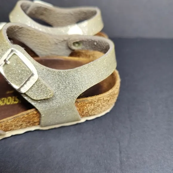BIRKENSTOCK Toddler Rio Double-Strap Metallic Slip On Sandals Size C9 EU 27 17cm