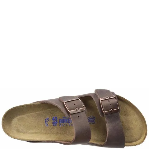 BIRKENSTOCK UNISEX ARIZONA HABANA OILED LEATHER SOFT FOOTBED SANDALS - 41 M