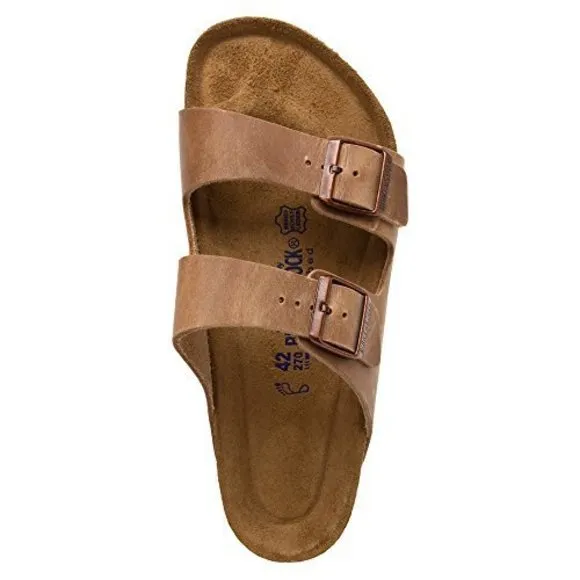 BIRKENSTOCK UNISEX ARIZONA SFB TOBACCO OILED LEATHER SANDALS - 37 M EU / 6-