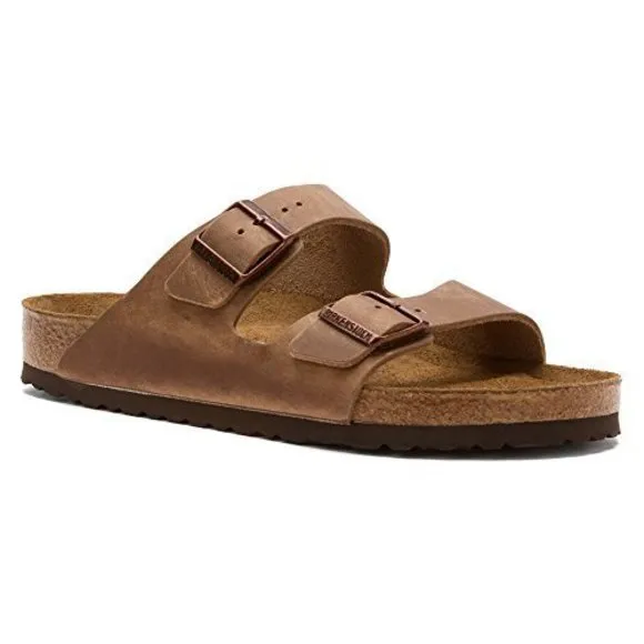 BIRKENSTOCK UNISEX ARIZONA SFB TOBACCO OILED LEATHER SANDALS - 37 M EU / 6-