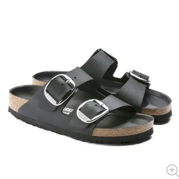 Birkenstock Women's Black Arizona Big Buckle Slip-On Flat Sandals Size 10.5
