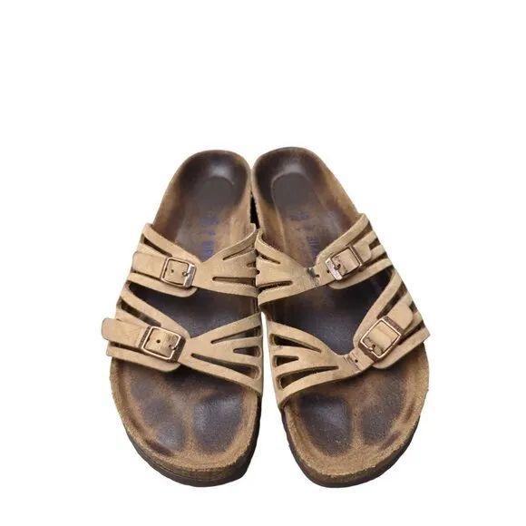 Birkenstock Women's Granada Tan Leather slip on sandals size 40 (9)