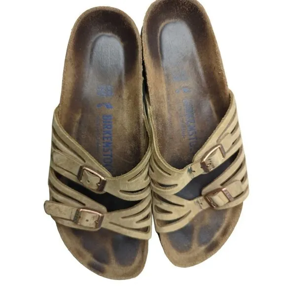 Birkenstock Women's Granada Tan Leather slip on sandals size 40 (9)