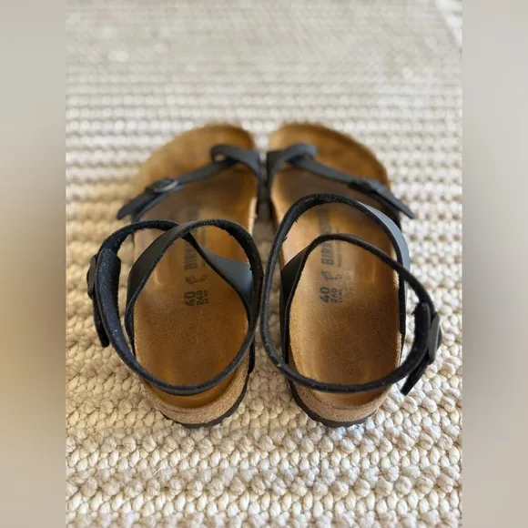 Birkenstock Women’s Yara Black Ankle Strap Toe Loop Sandals EUR 40 US 9, 9.5