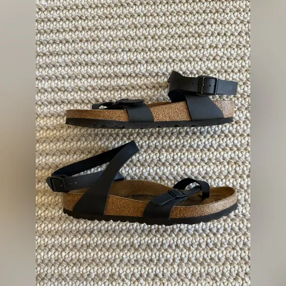 Birkenstock Women’s Yara Black Ankle Strap Toe Loop Sandals EUR 40 US 9, 9.5