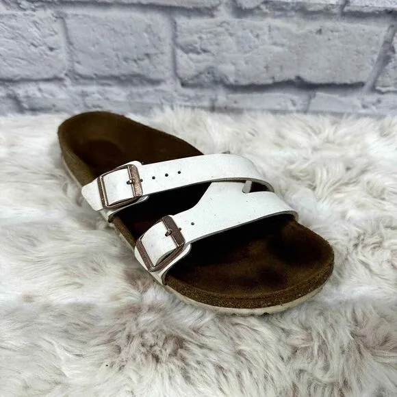 Birkenstock Yao Sandals Womens 36 US 5 White Patent Leather Buckle Strap