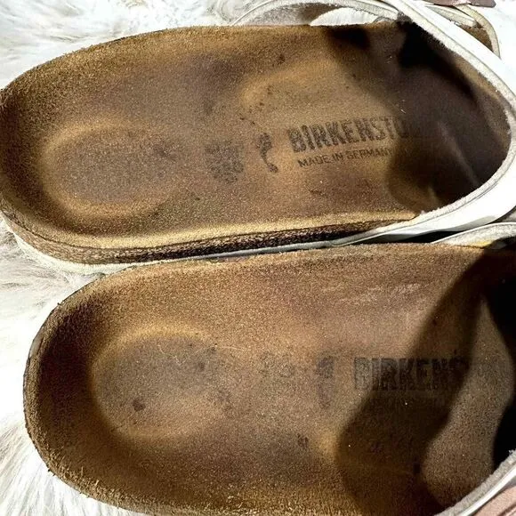 Birkenstock Yao Sandals Womens 36 US 5 White Patent Leather Buckle Strap