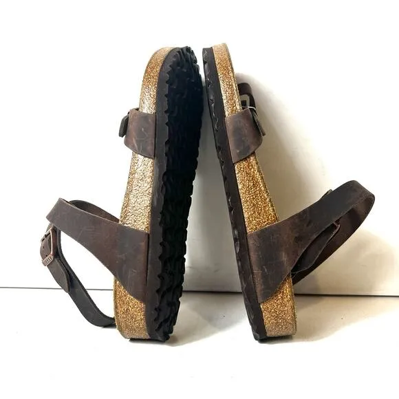 Birkenstock Yara Habana Ankle Sandals Womens Size EU 40 US 9 Brown Oiled Leather