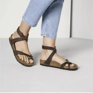 Birkenstock Yara Habana Ankle Sandals Womens Size EU 40 US 9 Brown Oiled Leather