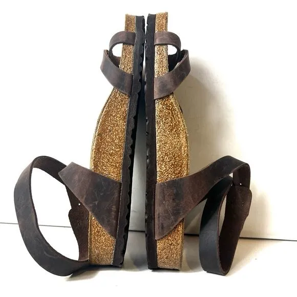 Birkenstock Yara Habana Ankle Sandals Womens Size EU 40 US 9 Brown Oiled Leather