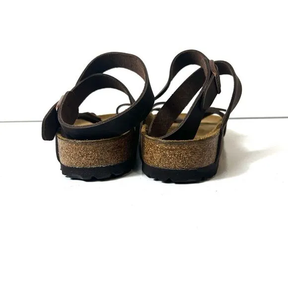 Birkenstock Yara Habana Ankle Sandals Womens Size EU 40 US 9 Brown Oiled Leather