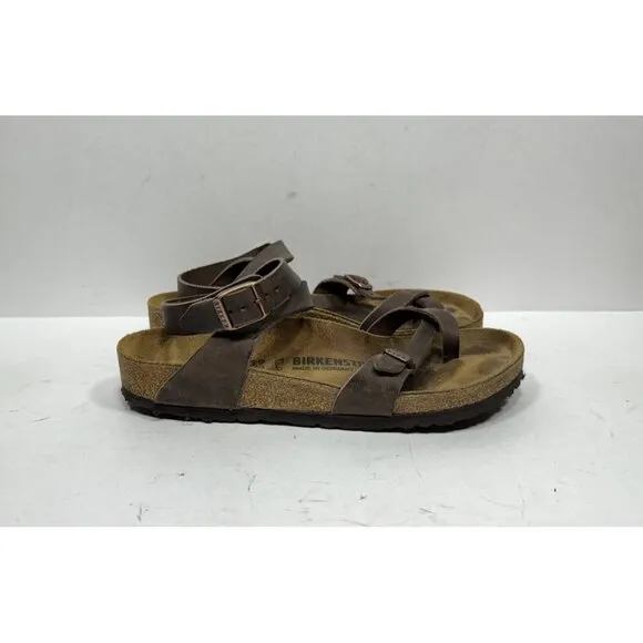 Birkenstock Yara Habana Brown Oiled Leather Ankle Strap Sandals Women’s Size 8