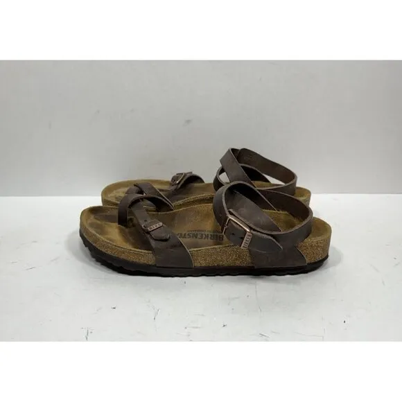 Birkenstock Yara Habana Brown Oiled Leather Ankle Strap Sandals Women’s Size 8