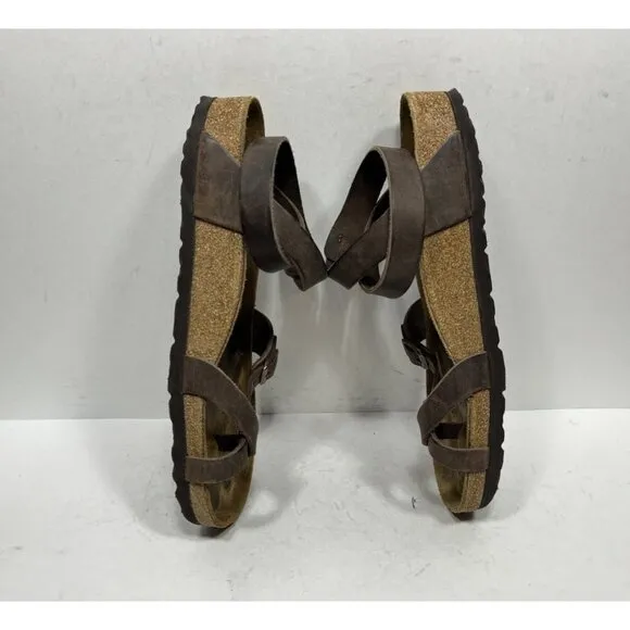 Birkenstock Yara Habana Brown Oiled Leather Ankle Strap Sandals Women’s Size 8