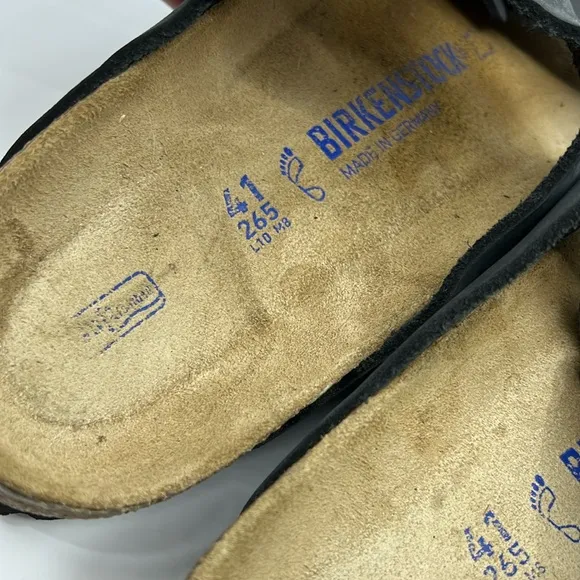 Birkenstock Arizona Black Nubuck Two Strap Sandals – EU Sz 41 US W 10 M 8 Medium