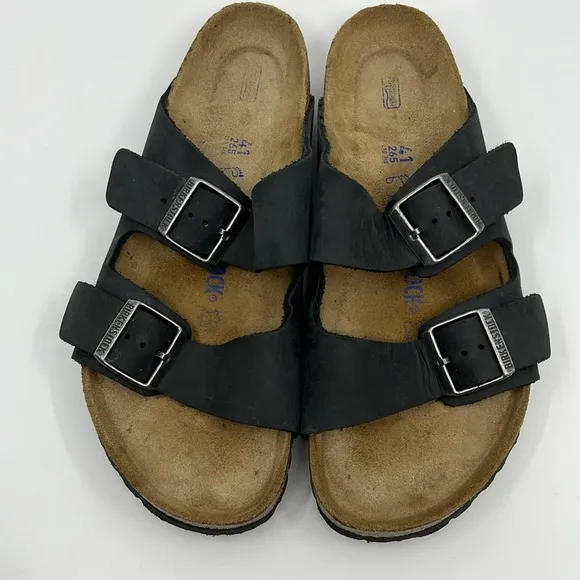 Birkenstock Arizona Black Nubuck Two Strap Sandals – EU Sz 41 US W 10 M 8 Medium