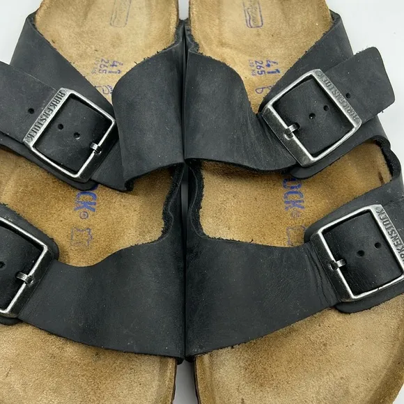 Birkenstock Arizona Black Nubuck Two Strap Sandals – EU Sz 41 US W 10 M 8 Medium