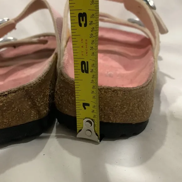 Birkis by BIRKENSTOCK Aziza Pink and White Striped Sandals
