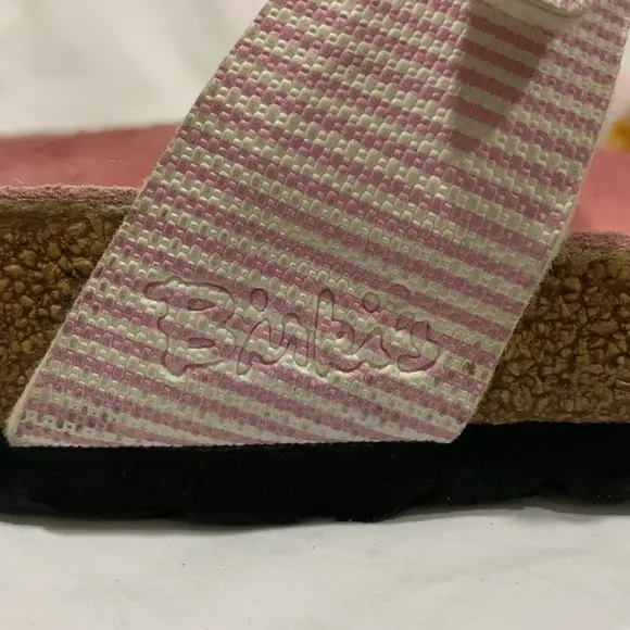Birkis by BIRKENSTOCK Aziza Pink and White Striped Sandals