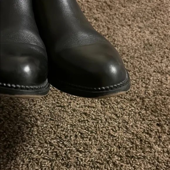 Black Chelsea Leather Boots with Elastic Panels