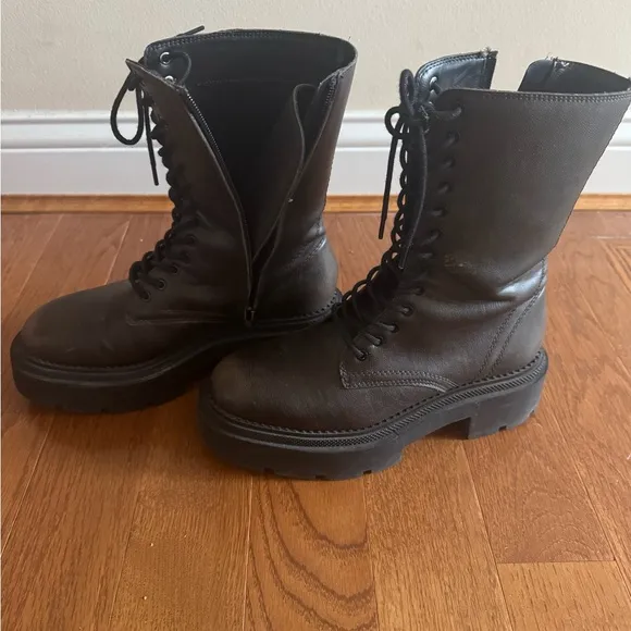 Black Lace-Up Combat Boots size 38