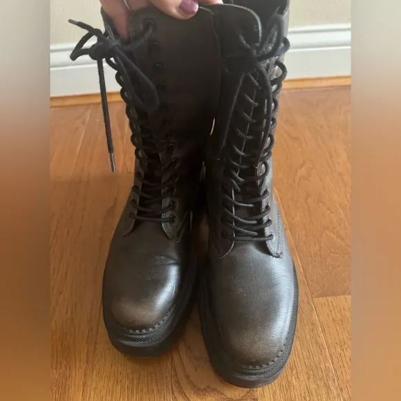 Black Lace-Up Combat Boots size 38