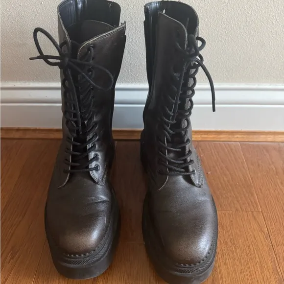 Black Lace-Up Combat Boots size 38
