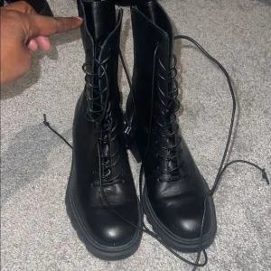 Black Lace-Up Combat Boots