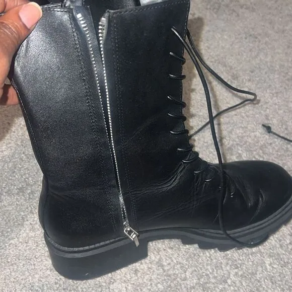 Black Lace-Up Combat Boots