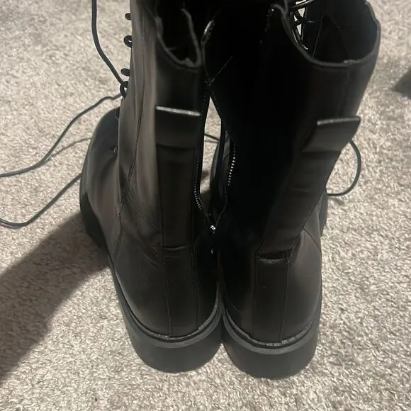 Black Lace-Up Combat Boots