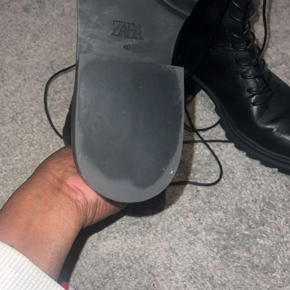 Black Lace-Up Combat Boots
