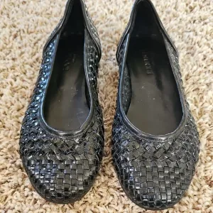 Black Woven Loafers with Textured Finish