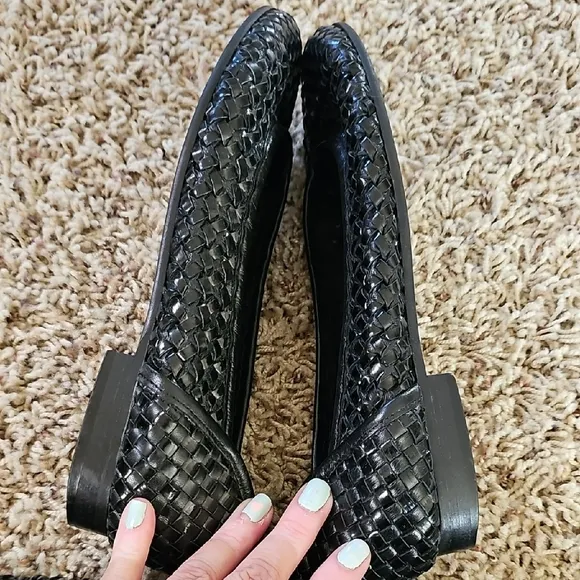 Black Woven Loafers with Textured Finish