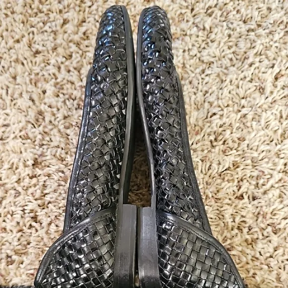 Black Woven Loafers with Textured Finish