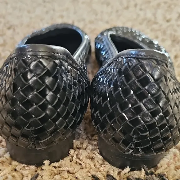 Black Woven Loafers with Textured Finish