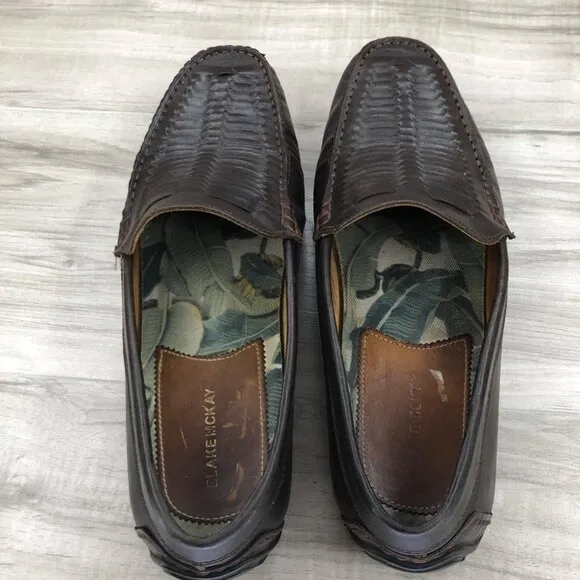 Blake McKay Loafers Men's 11.5 Tucson Brown Woven Leather Slip On Shoes